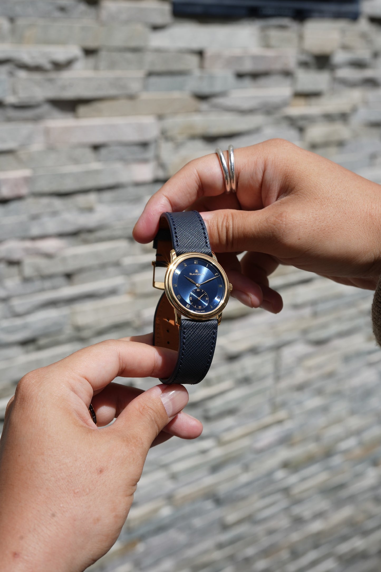 Blancpain Villret /Blue dial 18YG 1990's