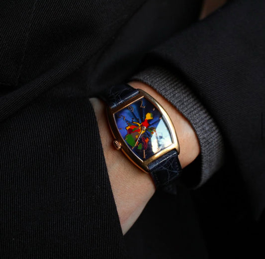 Franck Muller 1990s 18K Yellow Gold 29mm Manual Winding Enamel Dial