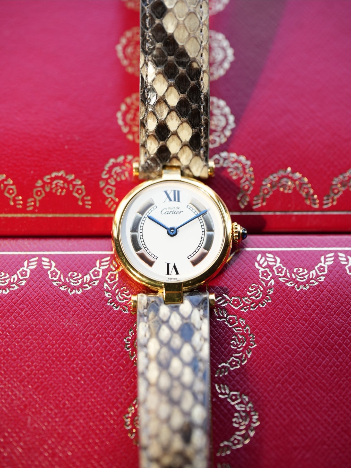 Cartier / Vandome Gold Mantel Damenuhr Tank Vermeil 925