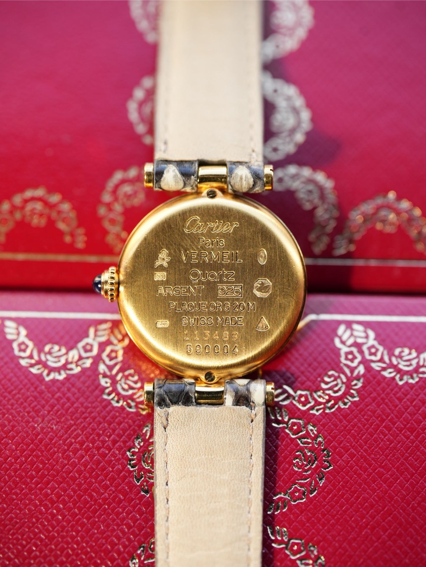 Cartier / Vandome Gold Mantel Damenuhr Tank Vermeil 925