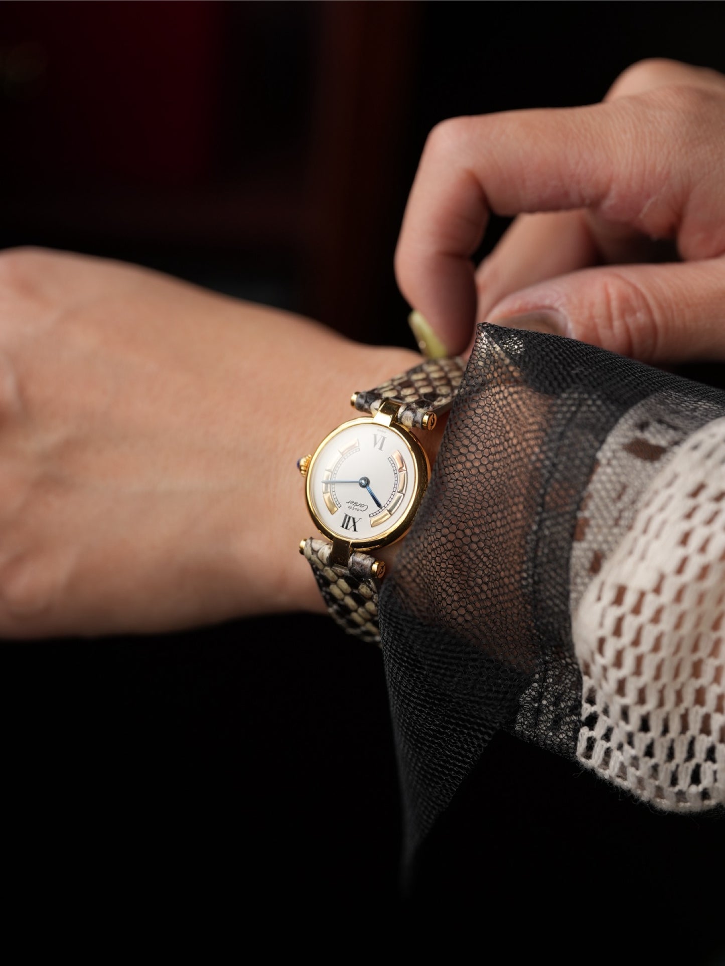 Cartier / Vandome Gold Mantel Damenuhr Tank Vermeil 925