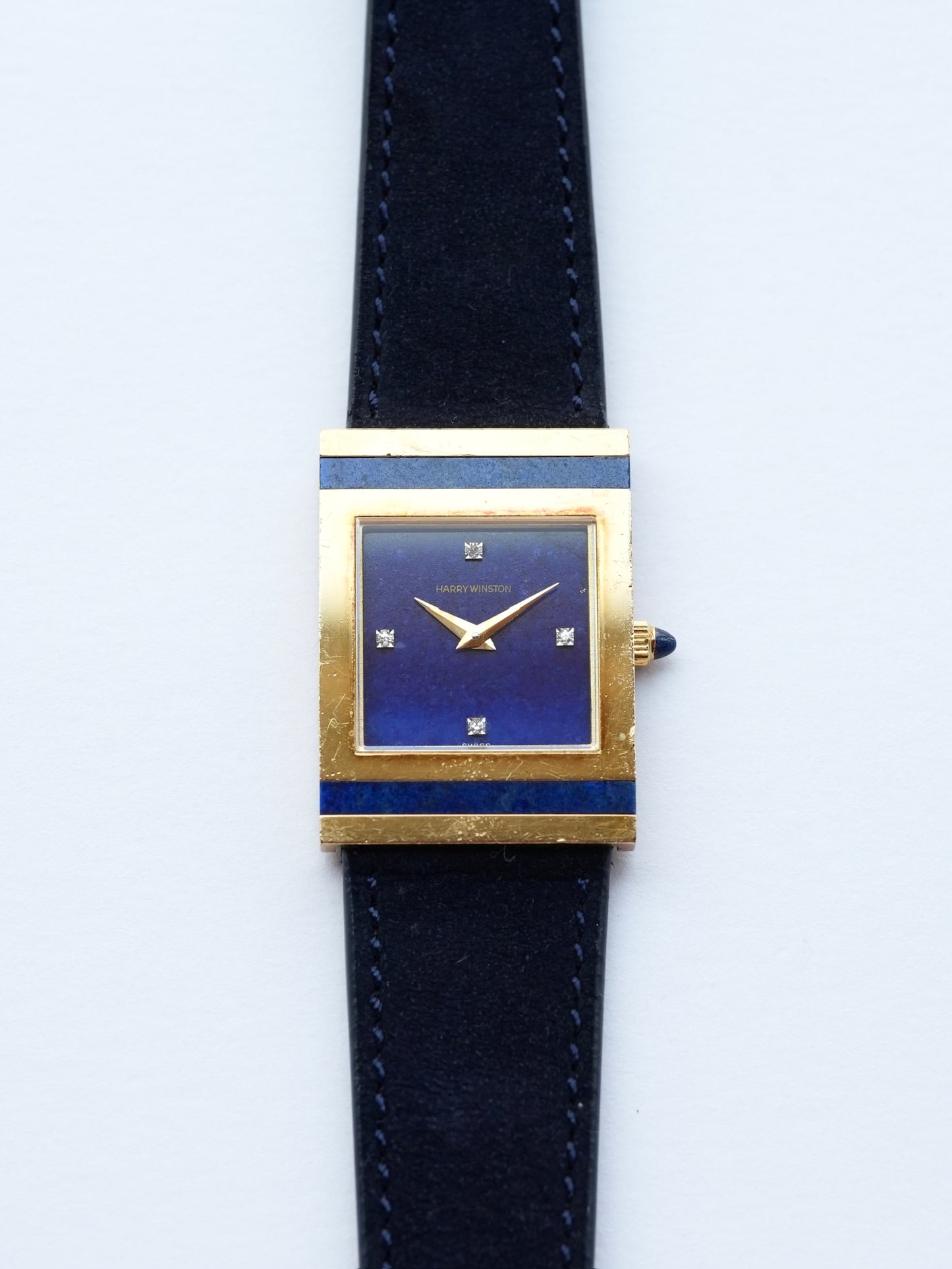 Harry Winston Lapis dial with 4P Diamond index 18K case
