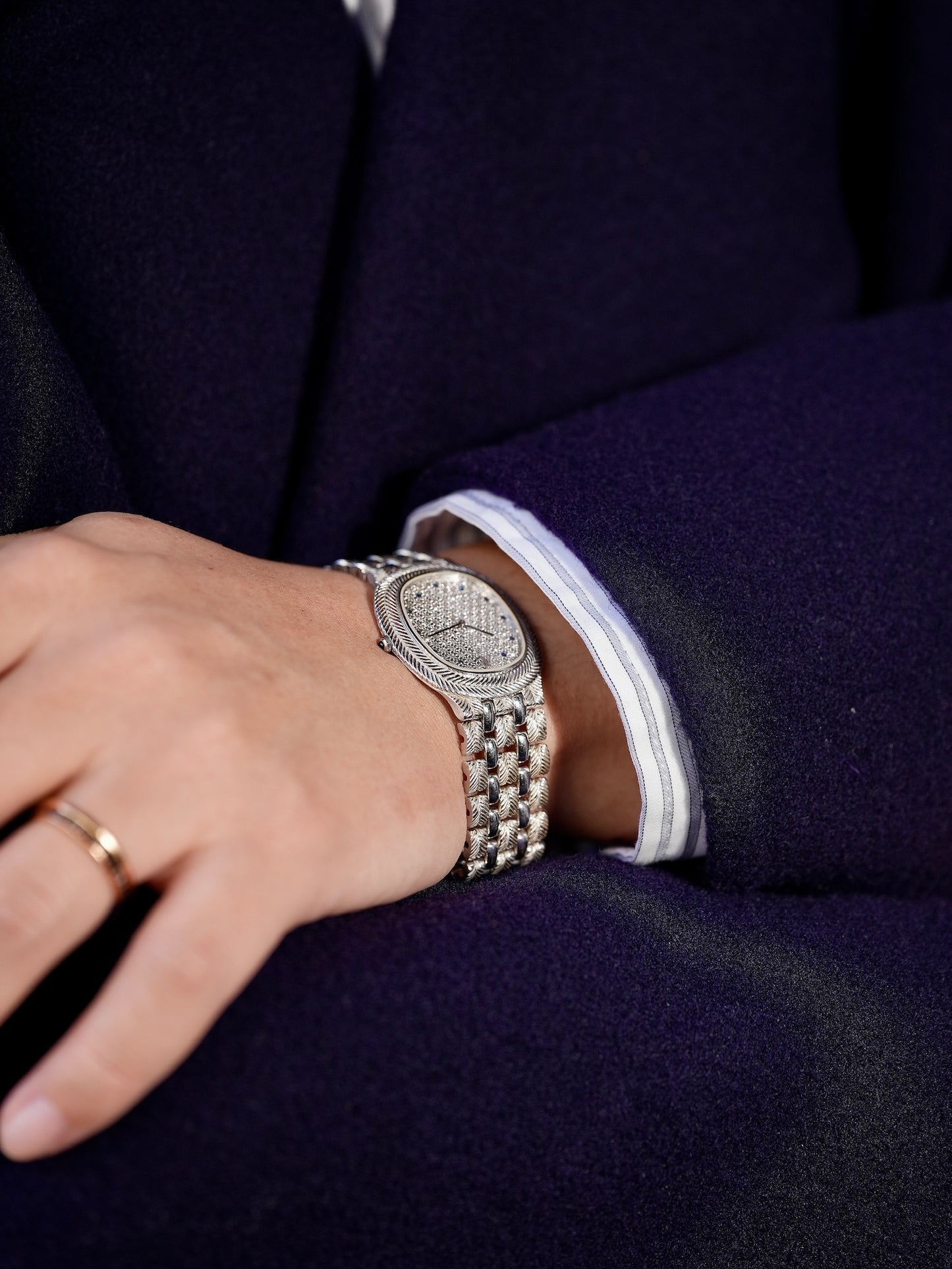 Audemars Piguet 90s / 18WG / Factory diamonds and sapphire