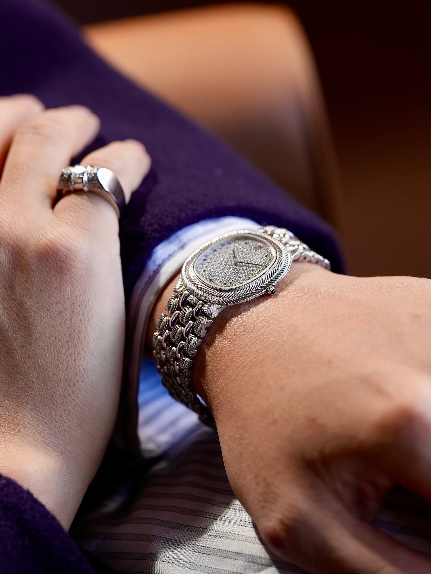 Audemars Piguet 90s / 18WG / Factory diamonds and sapphire