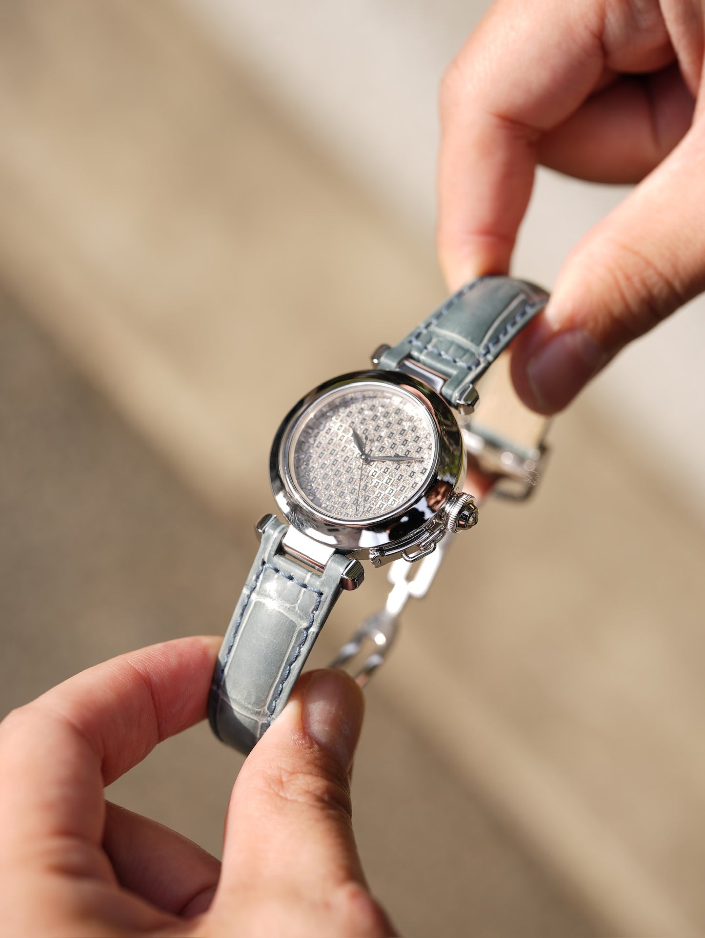 Cartier Pasha 32mm / 18WG / Factory diamonds