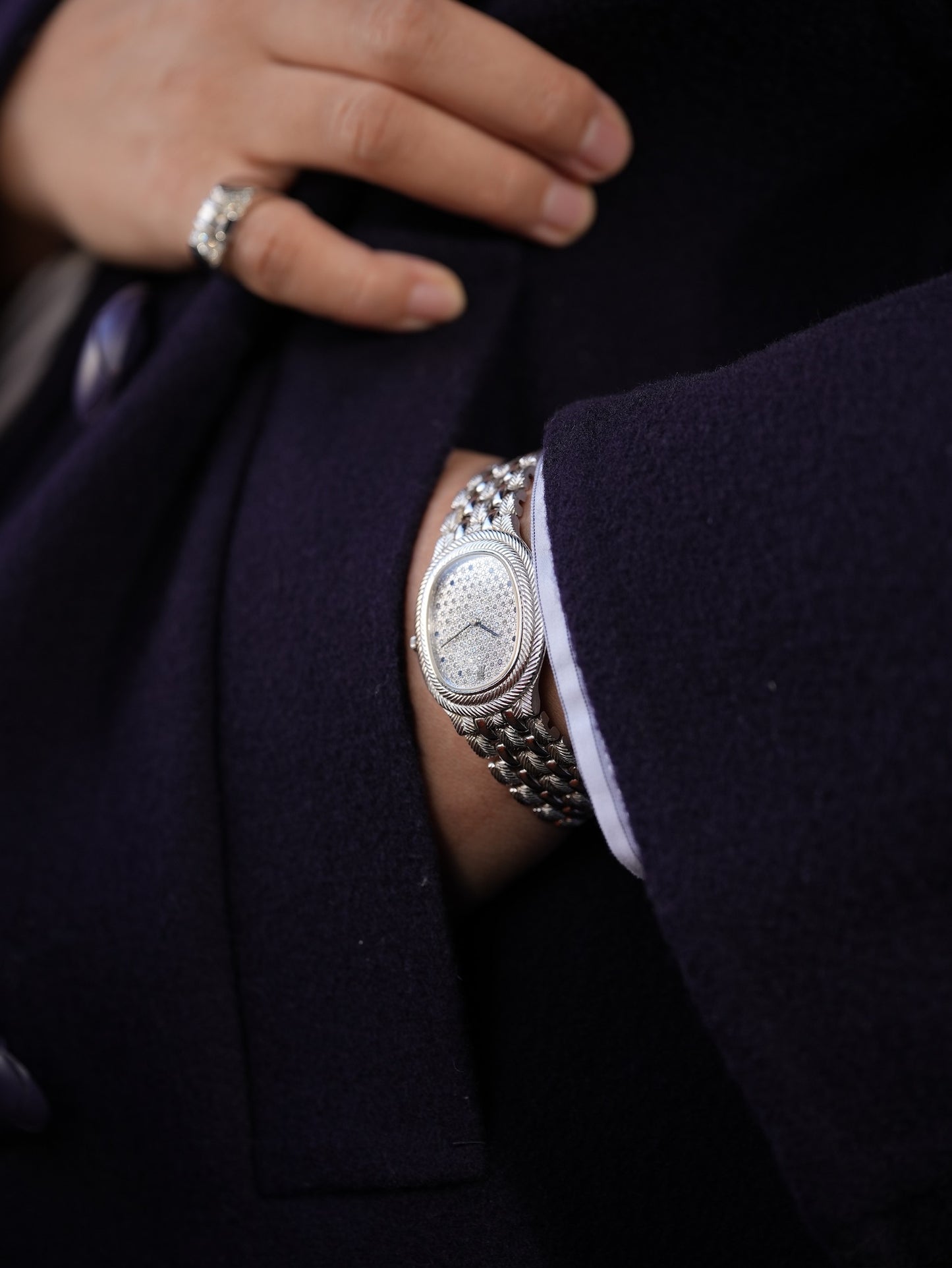 Audemars Piguet 90s / 18WG / Factory diamonds and sapphire
