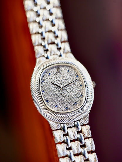 Audemars Piguet 90s / 18WG / Factory diamonds and sapphire