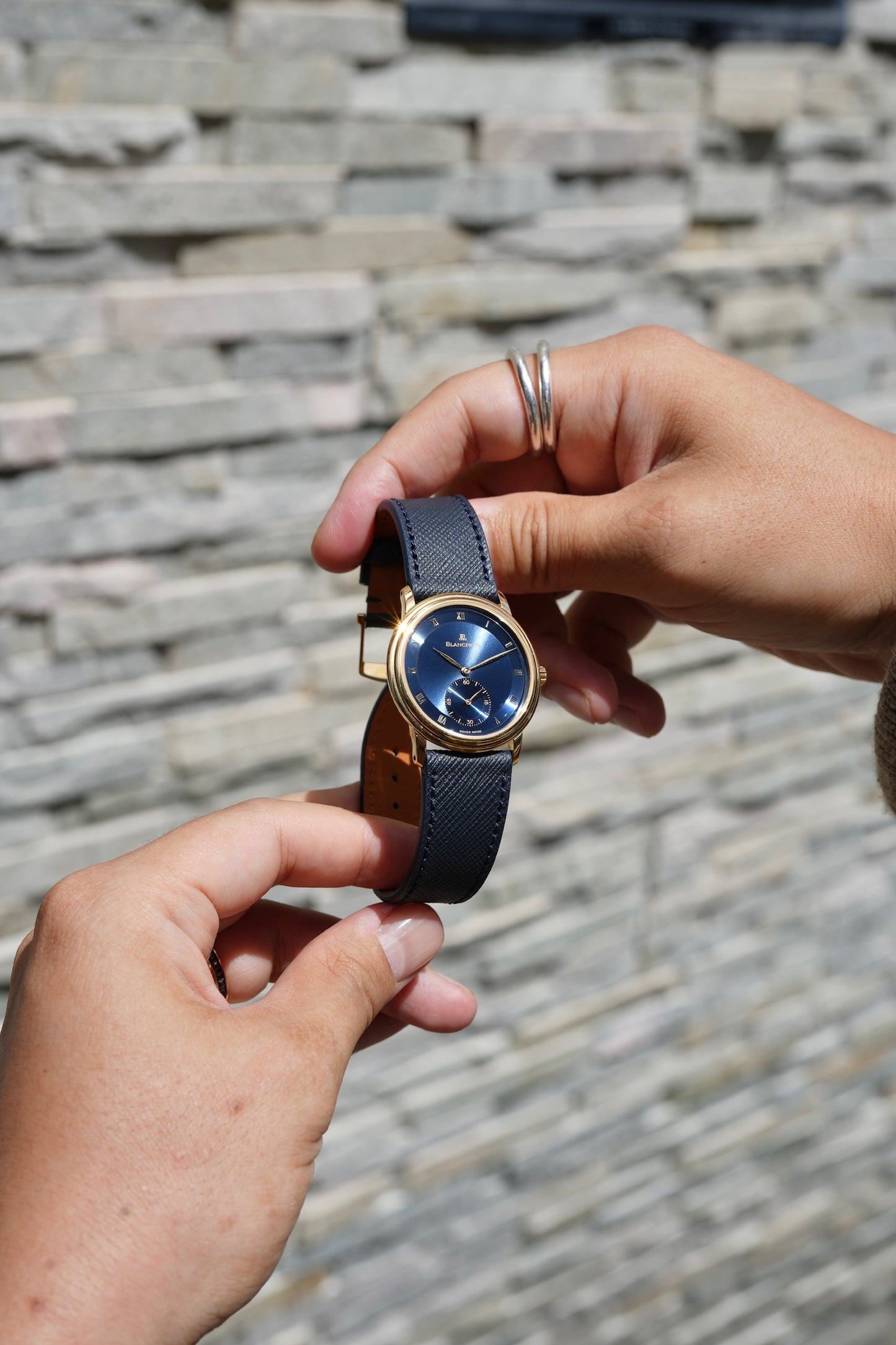 Blancpain Villret /Blue dial 18YG 1990's