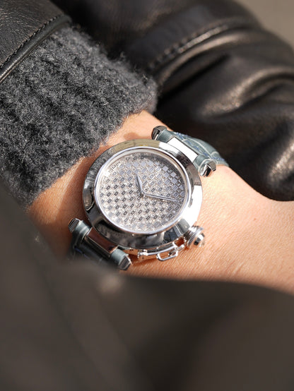 Cartier Pasha 32mm / 18WG / Factory diamonds
