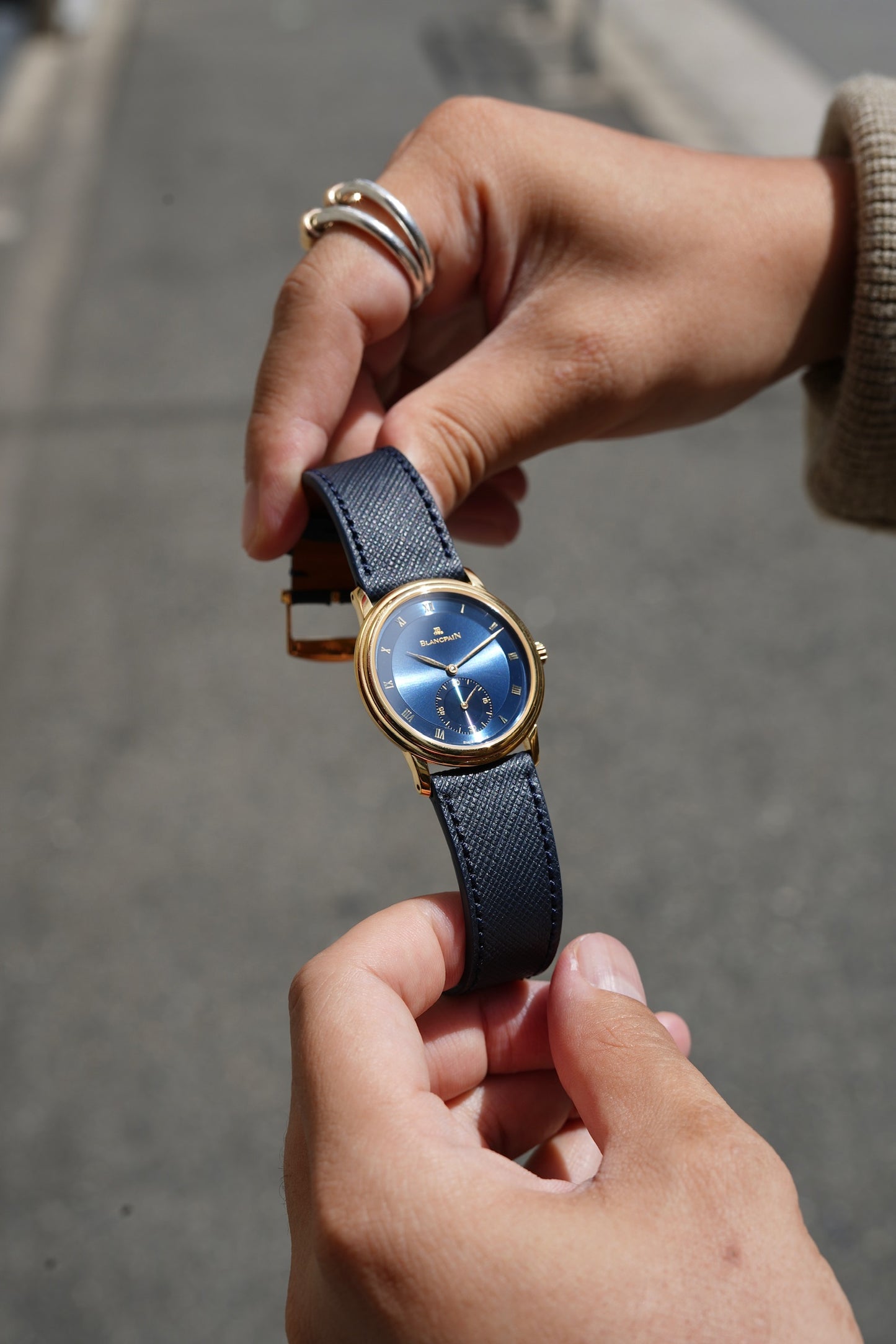 Blancpain Villret /Blue dial 18YG 1990's