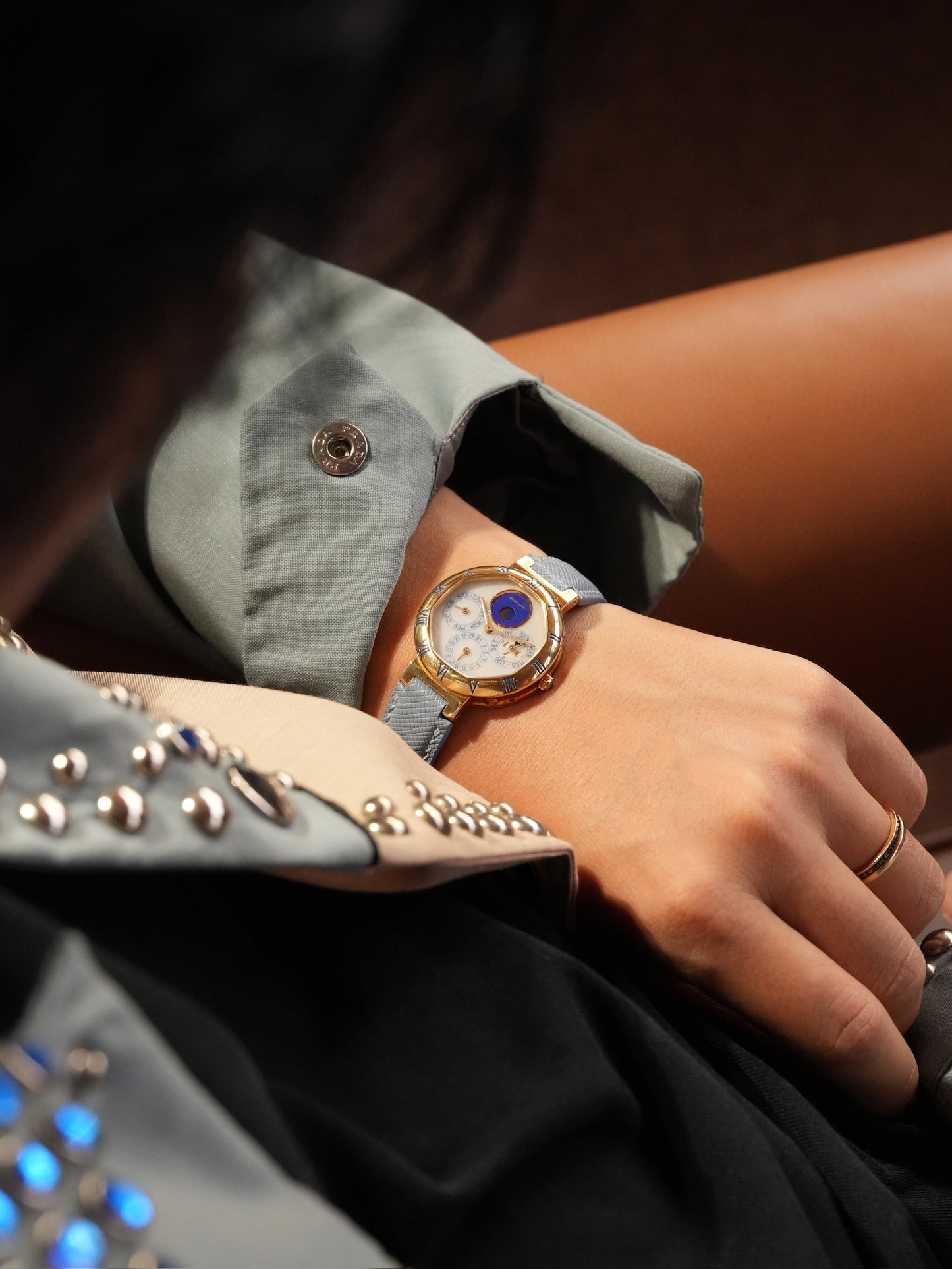 Gerald Genta Gefica / White Onyx / Perpetual calender