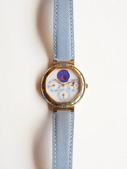 Gerald Genta Gefica / White Onyx / Perpetual calender