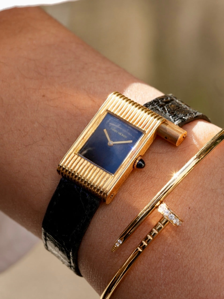 Boucheron Reflet / 70's / 18K / Blk dial with box 