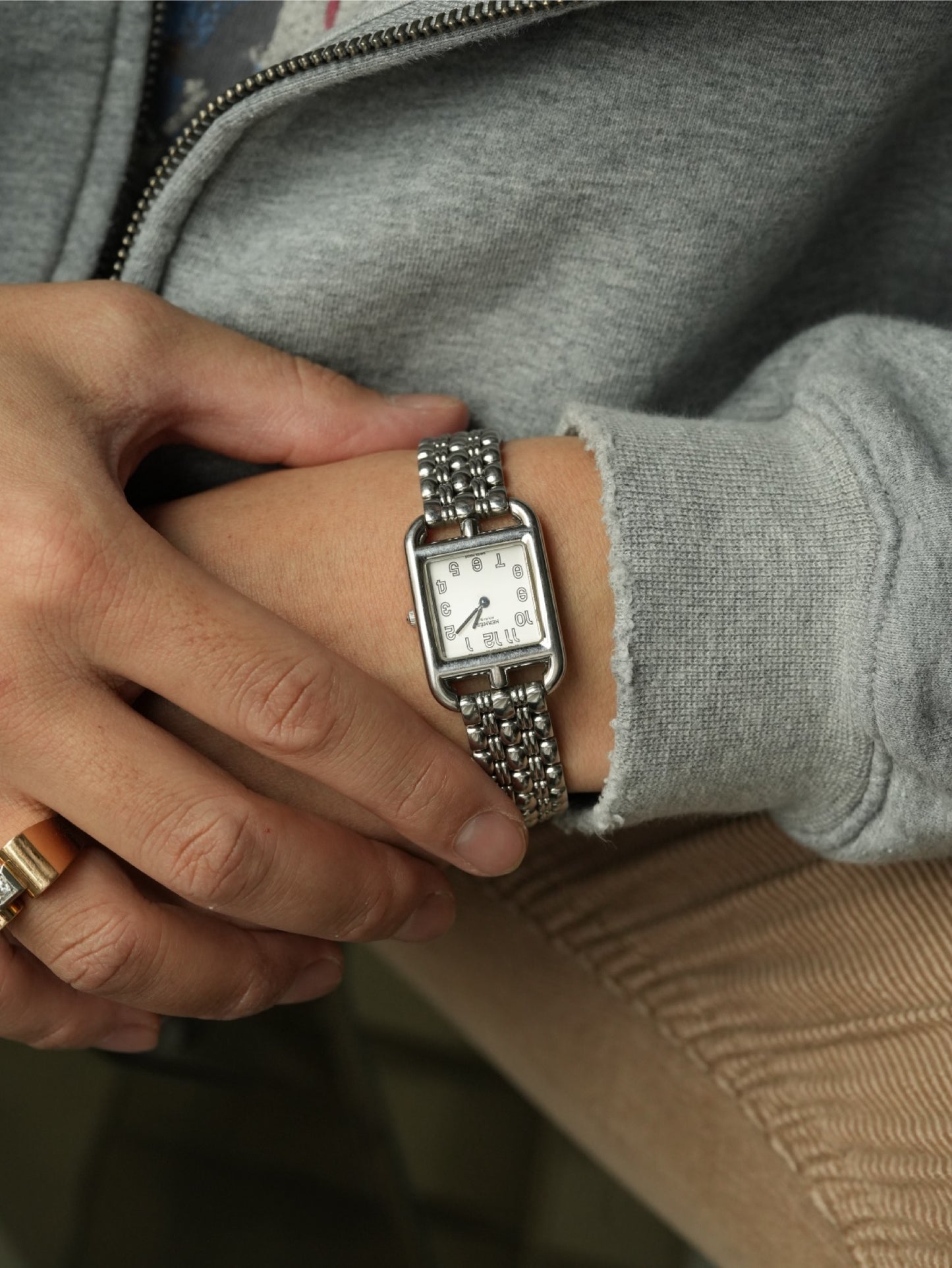 Hermès Cape Cod Ref.1575526 Silver 925 Case Stainless Steel Bracelet Quartz Watch