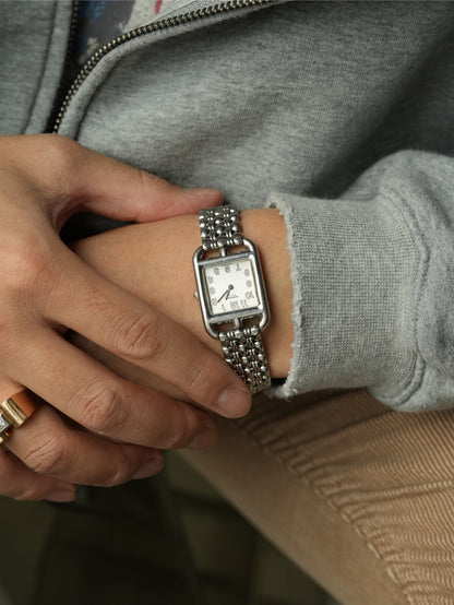 Hermès Cape Cod Ref.1575526 Silver 925 Case Stainless Steel Bracelet Quartz Watch
