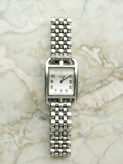 Hermès Cape Cod Ref.1575526 Silver 925 Case Stainless Steel Bracelet Quartz Watch