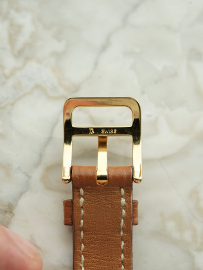 Hermès Kelly Watch Gold Dial with Original Brown Leather Strap & Buckle