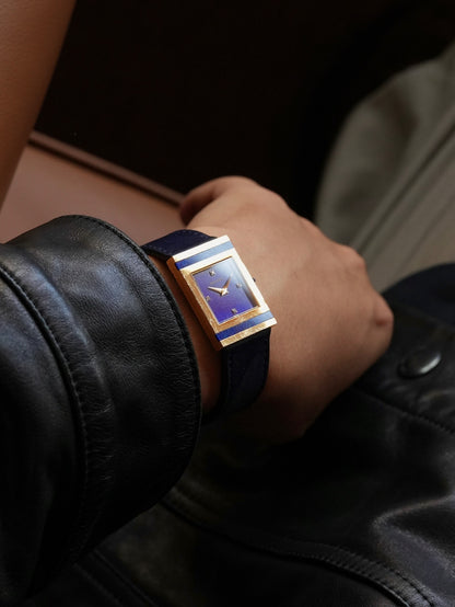 Harry Winston Lapis dial with 4P Diamond index 18K case