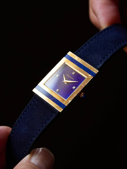Harry Winston Lapis dial with 4P Diamond index 18K case